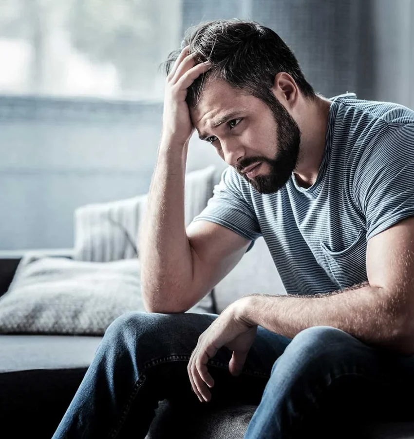 unhappy man wants therapy