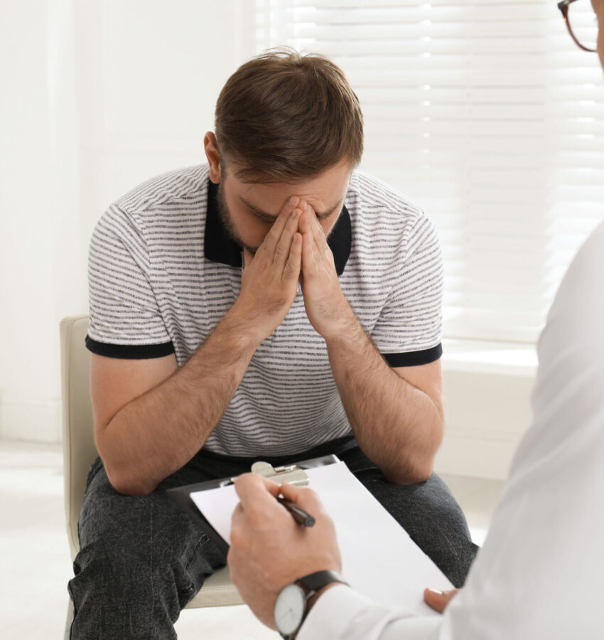 Stressed man in Dialectical Behavior Therapy in Los Angeles, CA