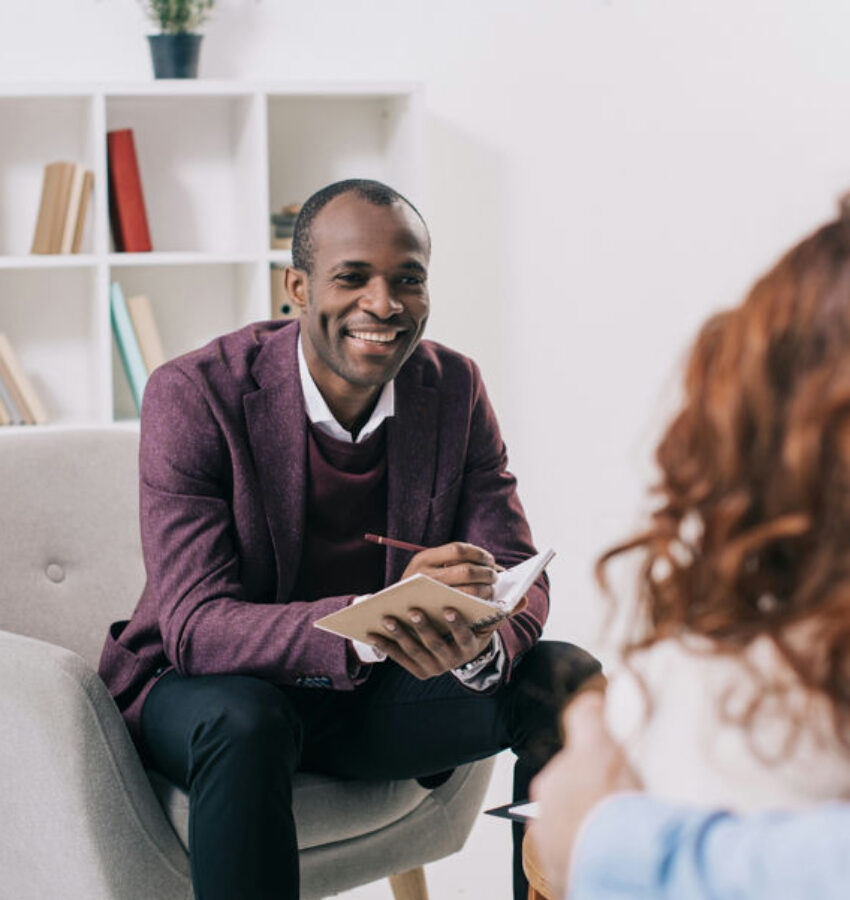 Man happy with his results during individual therapy